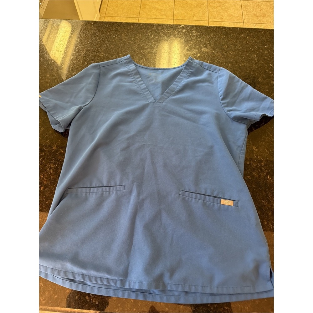 Figs Casma Women's Scrub Top PO 1809 Royal Blue Pockets L Shirt‎ Nurse Doctor